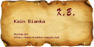 Kain Bianka névjegykártya